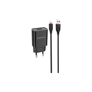 Зарядний пристрій BOROFONE BA20A Sharp charger set(Lightning) Black (BA20ALB) зображення 1
