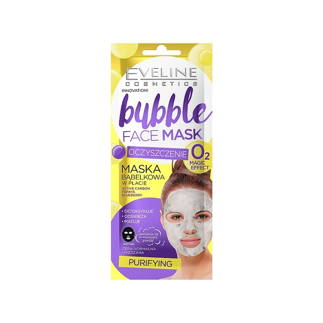 Маска для обличчя Eveline Cosmetics Bubble Face Mask Очищаюча бульбашкова тканинна (5901761986310) - изображение 1