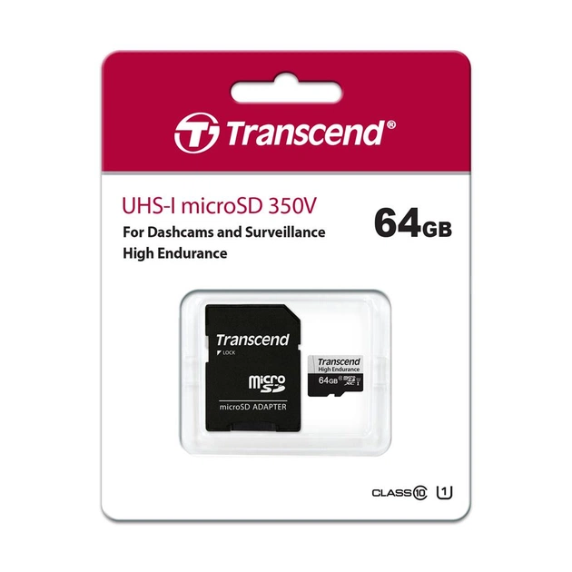 Карта пам'яті Transcend 64GB microSDXC class 10 UHS-I U1 High Endurance (TS64GUSD350V) - зображення 1