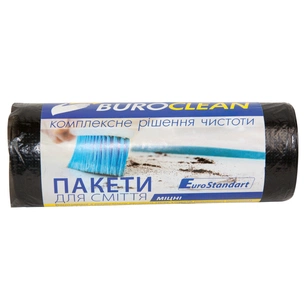 Пакети для сміття Buroclean EuroStandart міцні чорні 60 л 20 шт. (4823078922878) зображення 1