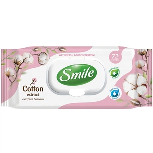 Вологі серветки Smile з екстрактом бавовни 72 шт. (4823071642612) зображення 1