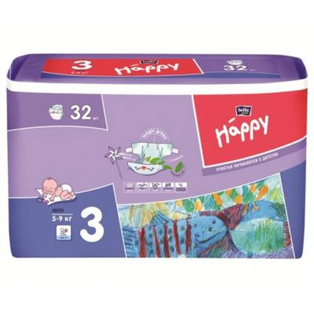 Підгузки Bella Baby Happy Midi 5-9 кг 32 шт (5900516600778) - изображение 1