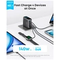 Зарядний пристрій Anker Laptop GaN 140W 3xUSB-C PD3.1 + USB-A + display + cable Black (B2697GZ1) - зменшене зображення 2