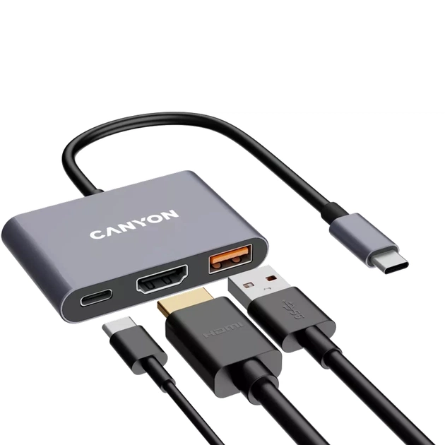Концентратор Canyon hub DS-4 3in1 USB-C Grey (CNS-TDS4) - picture 5