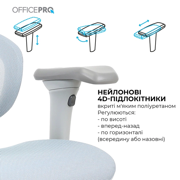 Кресло офисное OfficePro Elite OC950GLB Gray/Light Blue - изображение 10