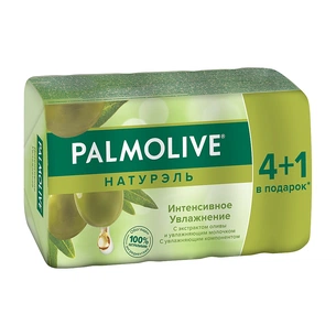 Тверде мило Palmolive Натурель Інтенсивне зволоження з екстрактом Оливи і зволожуючим молочком 5 x 70 г (8693495033046) зображення 1