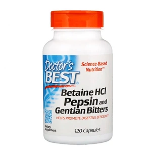 Пробіотики Doctor's Best Бетаїн HCL та Пепсин, Betaine HCL & Pepsin, 120 капсул (DRB-00163) зображення 1