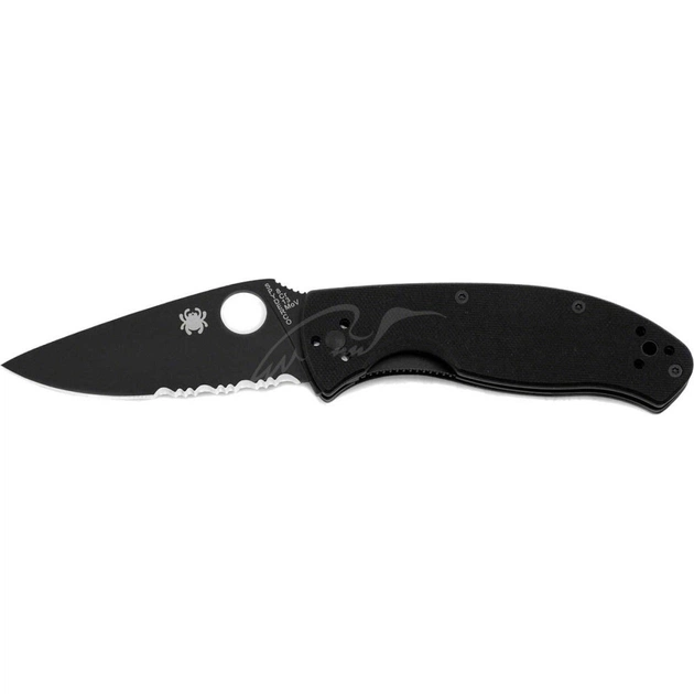 Ніж Spyderco Tenacious Black Blade полусеррейтор (C122GBBKPS) - зображення 1
