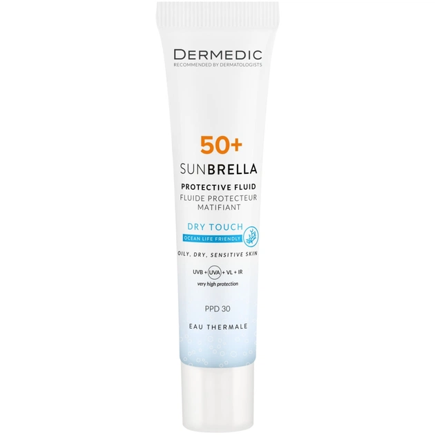 Средство от загара Dermedic Sunbrella SPF 50+ PPD 30 Матировочный солнцезащитный флюид 40 мл (5901643178109) - изображение 1