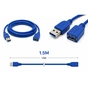Дата кабель USB 3.0 AM/AF 1.5m blue XoKo (XK-AMAF-USB30-15-BL) - зменшене зображення 2