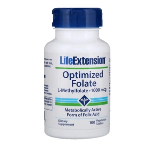 Вітамін Life Extension ¶Оптимізований фолат, Optimized Folate 1000 мкг, 100 таблето (LEX-19391) зображення 1