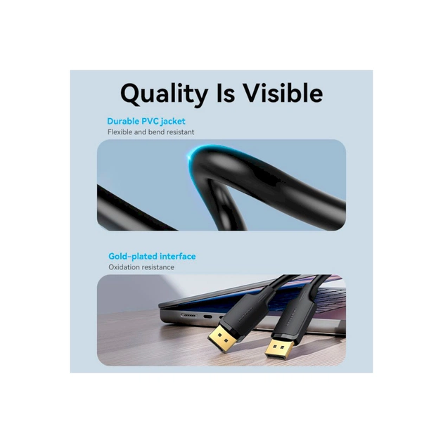 Кабель мультимедійний DisplayPort to DisplayPort 3.0m V1.2 4K 60Hz 3D Dolby 7.1 Vention (HAKBI) - picture 10
