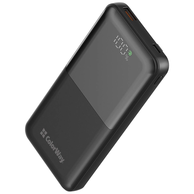 Батарея універсальна ColorWay 10 000 mAh PD/22.5W, QC/3.0, LCD, Black (CW-PB100LPB3BK-PDD) - зображення 3