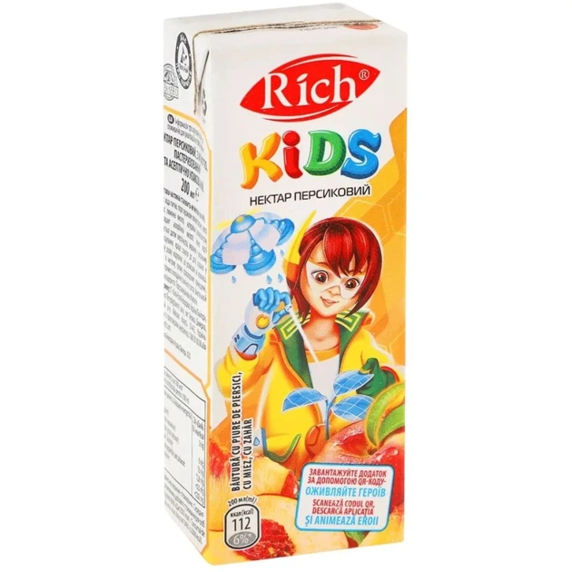 Сік дитячий Rich Kids Персиковий нектар з м'якоттю 200 мл (4820039353689) - picture 1