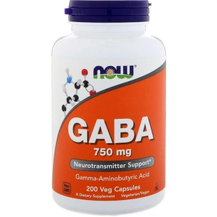 Амінокислота Now Foods GABA (Гамма-аміномасляна кислота) 750мг, 200 капсул (NOW-00129) зображення 1