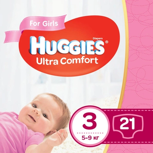 Підгузки Huggies Ultra Comfort 3 (5-9 кг) для дівчаток 21 шт (5029053543543) - зображення 1