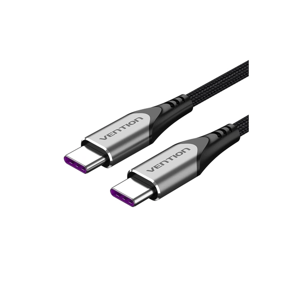 Дата кабель USB-C to USB-C 2.0m 5A aluminum gray Vention (TAEHH) - зображення 1
