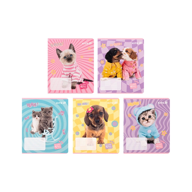 Зошит Kite Studio Pets, 12 аркушів, клітинка (SP25-232) - picture 1