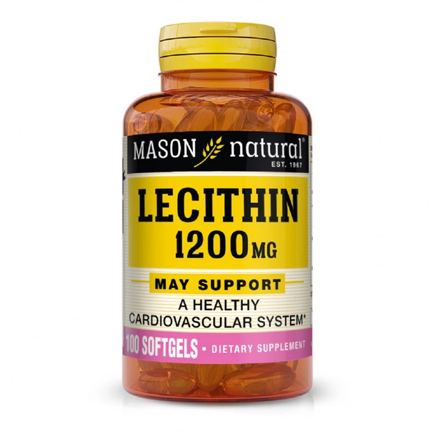 Амінокислота Mason Natural Лецитин 1200мг, Lecithin, 100 гелевих капсул (MAV05291) - зображення 1