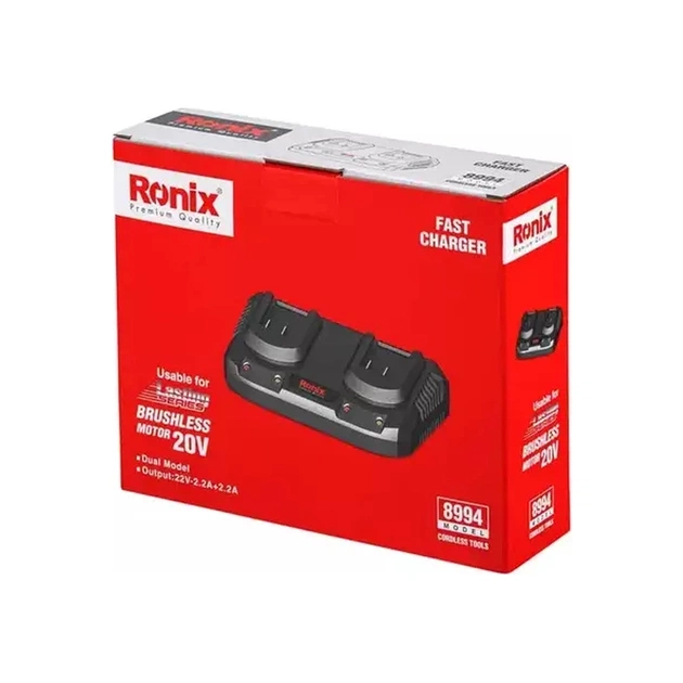 Зарядний пристрій для акумуляторів інструменту Ronix 20В, 2.2А x 2 (8994) - picture 7