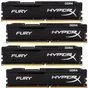 Модуль пам'яті для комп'ютера DDR4 16GB (4x4GB) 2666 MHz Fury Blac Kingston Fury (ex.HyperX) (HX426C15FBK4/16) - зменшене зображення 1