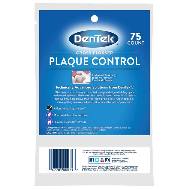 Флос-зубочистки DenTek Перехресне очищення Контроль зубного нальоту 75 шт. (047701000717) - picture 2