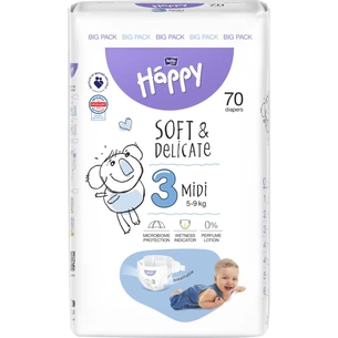 Підгузки Bella Happy 3 Midi 5-9 кг 70 шт (5900516605407) зображення 1