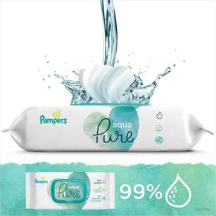 Дитячі вологі серветки Pampers Aqua Pure 2x48 (8001090603357) зображення 1