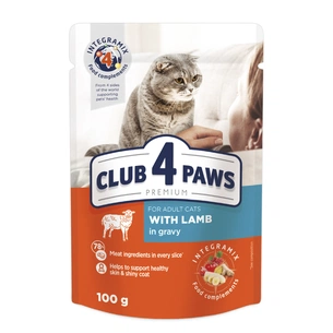 Вологий корм для кішок Club 4 Paws в соусі з ягням 100 г (4820215364270) зображення 1