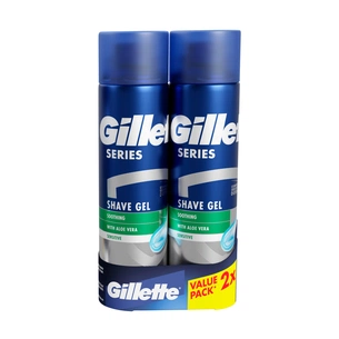 Гель для гоління Gillette Series Soothing для чутливої шкіри з алое вера 200 мл + 200 мл (8700216591850) изображение 1