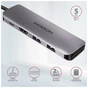 Концентратор AXAGON USB-C to 2xUSBA + HDMI + SD/microSD + USB-C PD 100W 0.2m grey (HMC-5) - зменшене зображення 2