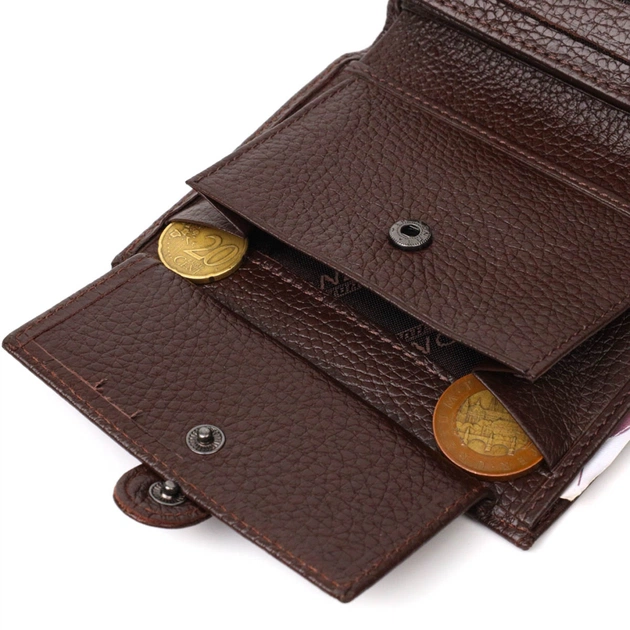 Портмоне Bond Accessories Из натуральной зернистой кожи Коричневое (22056) - изображение 9