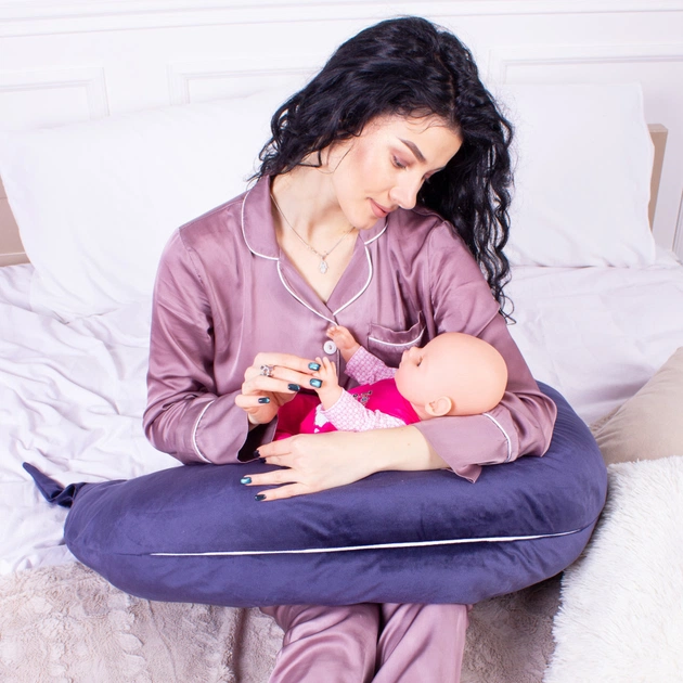 Подушка MirSon для вагітних та годування №8304 Velvet Line 28-0006 Navy blue Велюр 30х170х20 см (2200006200291) - picture 8