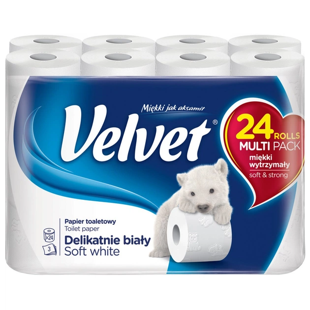 Туалетний папір Velvet Делікатний 3 шари 24 рулони 153 відриви (5901478999191) - зображення 1