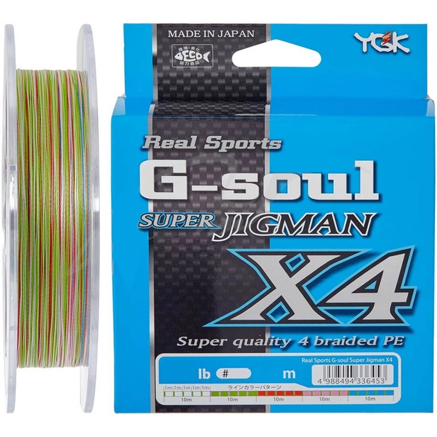 Шнур YGK Super Jig Man X4 200m Multi Color 2.0/0.242mm 30lb (5545.01.42) - изображение 1