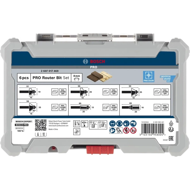 Набір фрез Bosch Professional кромкових фасонних, 8мм, 6шт (2.607.017.469) - picture 4