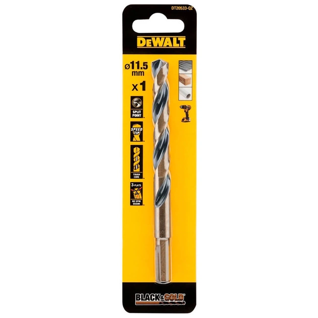 Свердло DeWALT по металу Black & Gold, HSS-G, 11.5 х 142 х 94 мм (DT20533) - зображення 1