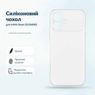 Чохол до мобільного телефона BeCover Silicone Infinix Smart 20 (X6840) Transparent (716050) зображення 1