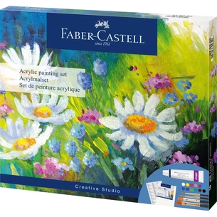 Акрилові фарби Faber-Castell Creative Studio, з 4 пензликами та полотном,12 туб х 9 мл, 12 кольорів (379280) (32662) зображення 1