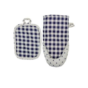 Кухонна прихватка Прованс Набір рукавиця 29х15 та прихватка 15х20 Синя клітинка (035696) зображення 1