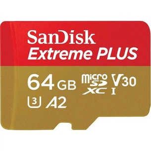 Карта пам'яті SanDisk 64GB microSDXC class 10 UHS-I U3 A2 Extreme Plus V30 (SDSQXBZ-064G-GN6MA) зображення 1