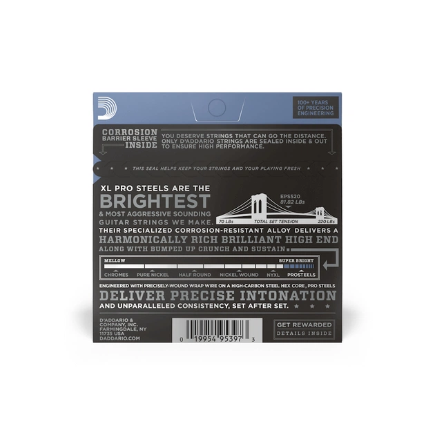 Струни для гітари D'Addario XL ProSteels Super Light (9-42) (EPS520) - зображення 3