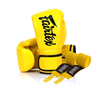 Боксерські рукавички Fairtex BGV14 Yellow 10 унцій (бинти в комплекті) (BGV14_10oz_Yellow) зображення 1