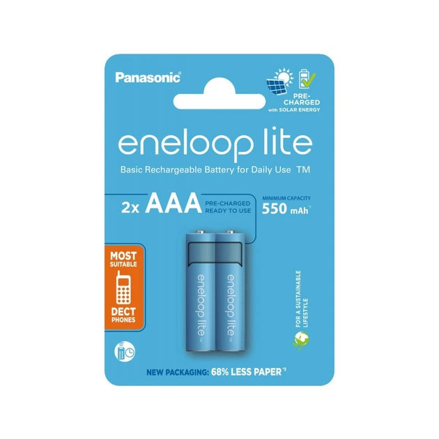 Аккумулятор Panasonic AAA Eneloop 550mAh Lite NI-MH * 2 (BK-4LCCE/2CP) - изображение 1