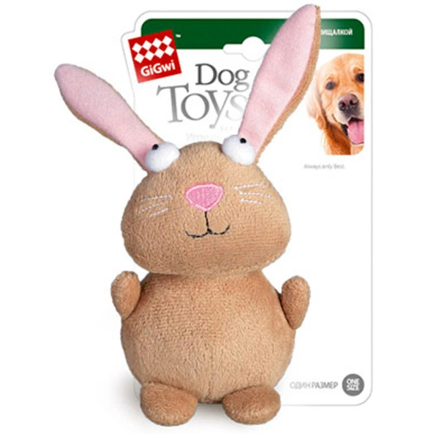 Іграшка для собак GiGwi Plush Кролик з пищалкою 16 см (75053) - зображення 1
