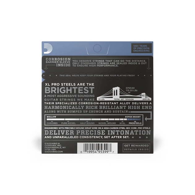 Струни для гітари D'Addario XL ProSteels Light Top / Heavy Bottom (10-52) (EPS540) - зображення 3