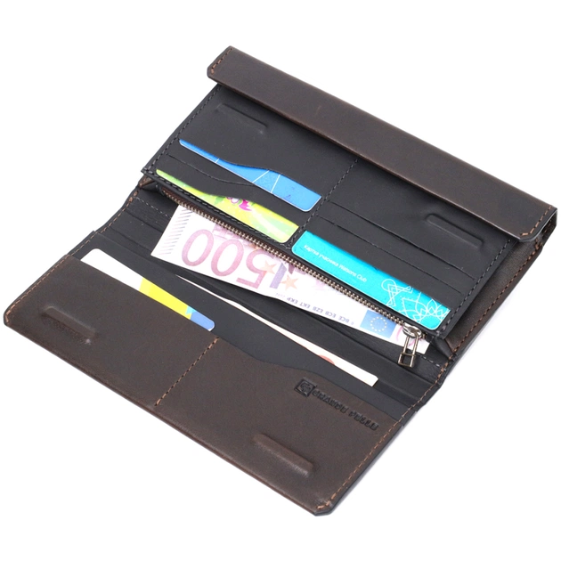 Кошелек Grande Pelle С отделением для телефона Из натуральной кожи Коричневый (11645) - изображение 6