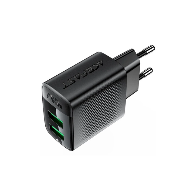 Зарядний пристрій Acefast 2xUSB 12W A86 black (6974316283270) - зображення 1