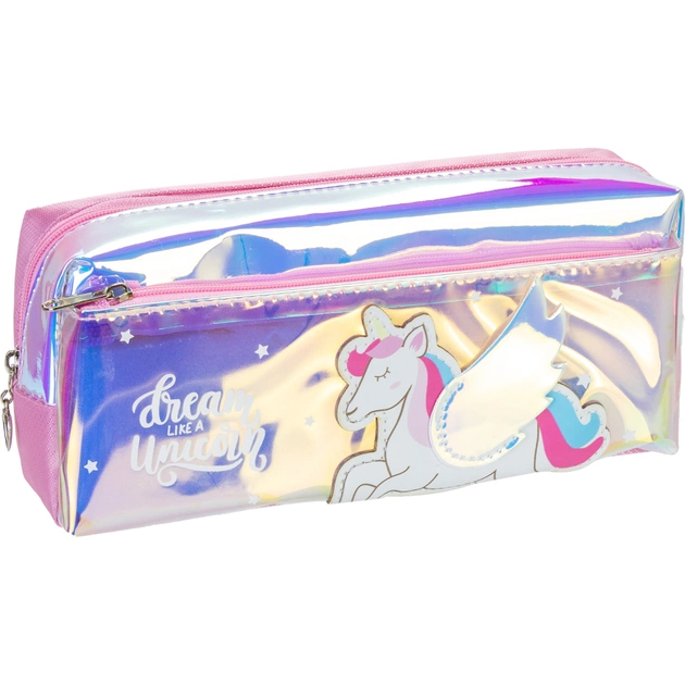 Пенал Cool For School голографический 2 филиал Dream like a Unicorn розовый (CF86959) - изображение 1