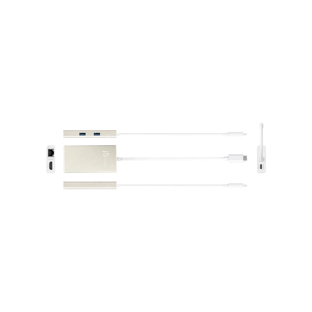 Концентратор J5create USB-C 5-in-1 2xUSB 3.0 + HDMI 4K + USB-C PD + RJ45 1000Mbps gray (JCA374-N) - picture 3